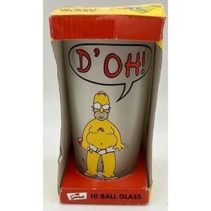 Simpsons Homer Simpson Hi Ball Glass D'OH Underwear 2000 New In Box